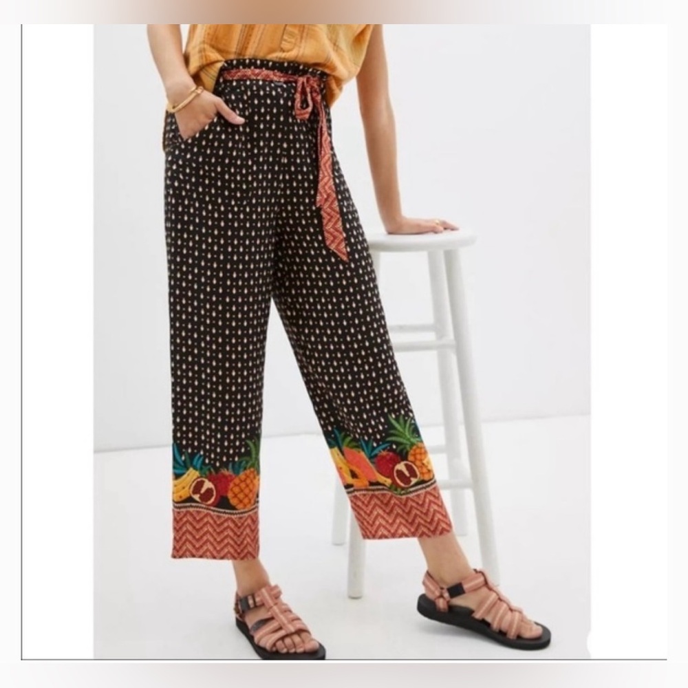 FARM Rio Black and Orange Patterned Pants